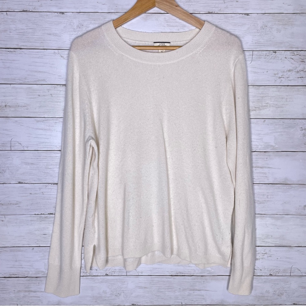 J. Crew 100% Cashmere Sweater Cream White - Picture 2 of 5